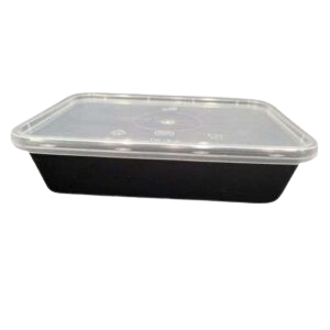 500ml Black Rectangular PP Container - 500pcs